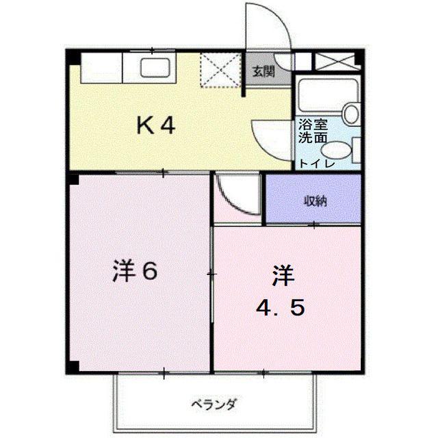 ハイツフェニックス(2K/2階)の間取り写真