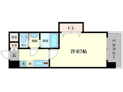 ラグゼ大正(1K/13階)の間取り写真