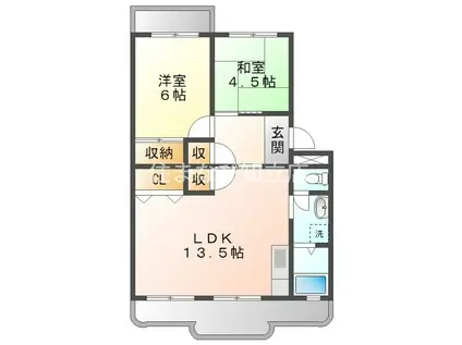 ハイツルミナス(2LDK/4階)の間取り写真