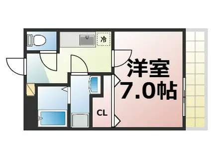 トレーデ(1K/3階)の間取り写真