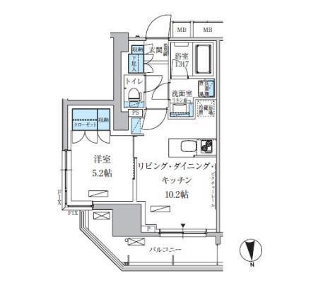 パークアクシス上野三丁目(1LDK/8階)の間取り写真