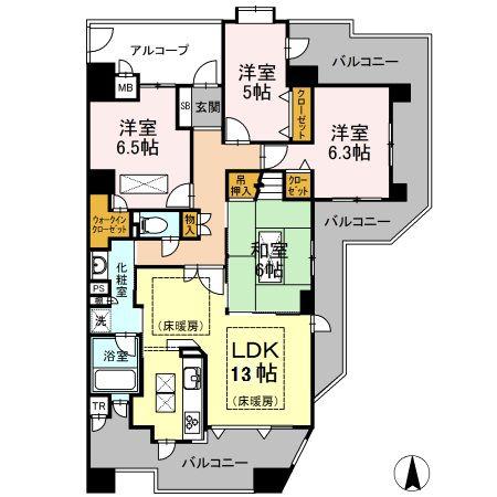 カルティア黒川(4LDK/10階)の間取り写真