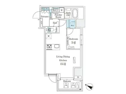 アーバンブリーズ恵比寿(1LDK/4階)の間取り写真
