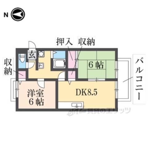 ハイツげん(2DK/1階)の間取り写真