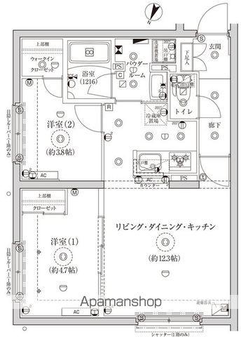 CREATIF池袋(2LDK/4階)の間取り写真