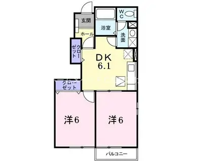 フレッシュ プラム(2DK/1階)の間取り写真