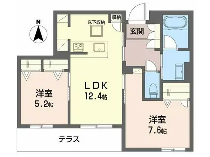 シャーメゾン大昌(2LDK/1階)の間取り写真