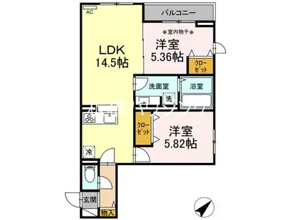 エクセリア早宮(2LDK/2階)の間取り写真