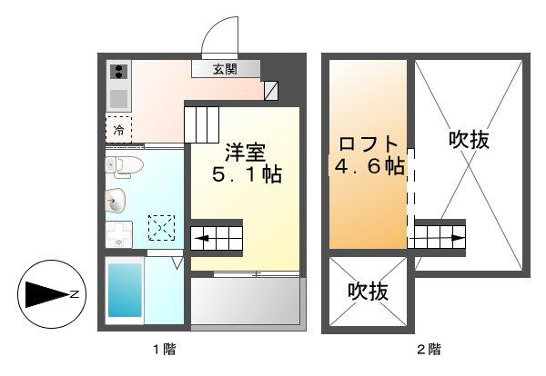 エクセル日ノ宮(1K/1階)の間取り写真