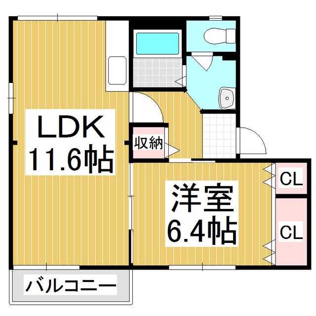 フレグランス伊澤 B(1LDK/2階)の間取り写真