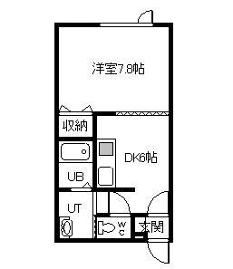 ももたろう1(1DK/1階)の間取り写真