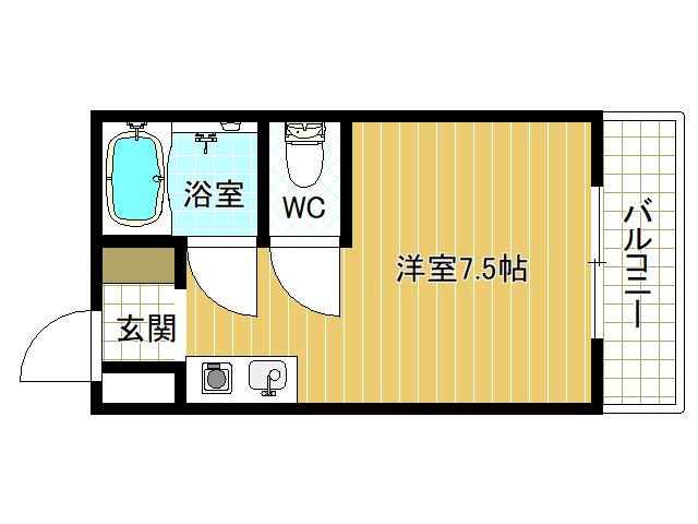 マルディアス南古市(ワンルーム/1階)の間取り写真