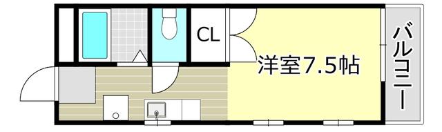ハイツホシガキ(ワンルーム/1階)の間取り写真