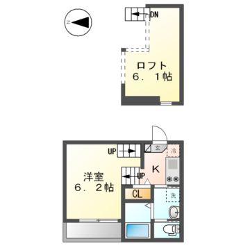 レクセルズ(1K/2階)の間取り写真