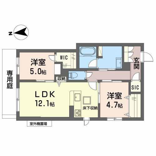 SHAMAISON リバーヒルズ(2LDK/2階)の間取り写真