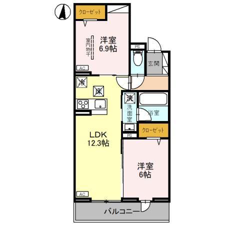 リヴェール・パルコ(2LDK/1階)の間取り写真