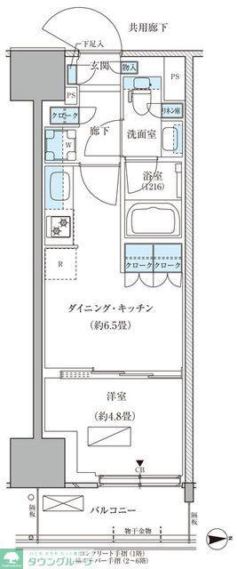パークアクシス品川天王洲アイル(1DK/2階)の間取り写真