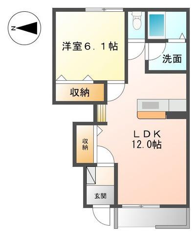 成田市久住中央 1LDK(1LDK/1階)の間取り写真