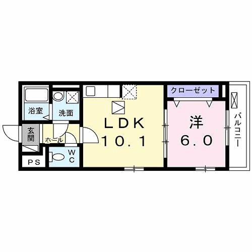 めぞん北山II(1LDK/1階)の間取り写真