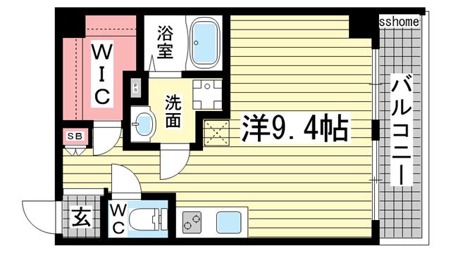 ソレイユ摩耶(ワンルーム/3階)の間取り写真