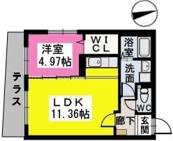ヴィラ ジャスミン(1LDK/1階)の間取り写真