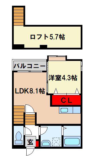 エルシャトー小郡(1LDK/1階)の間取り写真