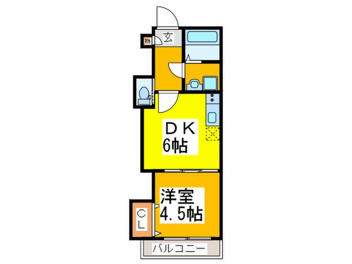 TKアンバーコート羽衣II(1DK/2階)の間取り写真
