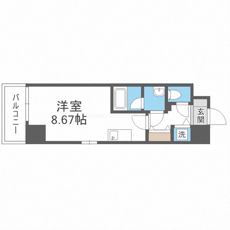JMFレジデンス大阪福島(1K/9階)の間取り写真