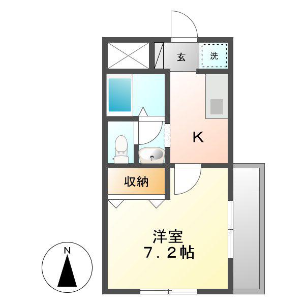 ライラック(1K/1階)の間取り写真