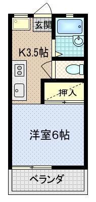 ビクトリーハウスII(1K/2階)の間取り写真