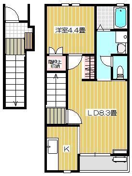 JR東北本線 花巻駅 徒歩12分 2階建 築9年(1LDK/2階)の間取り写真