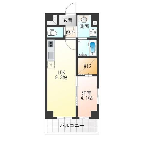 PRIMO PASSO1(1LDK/4階)の間取り写真