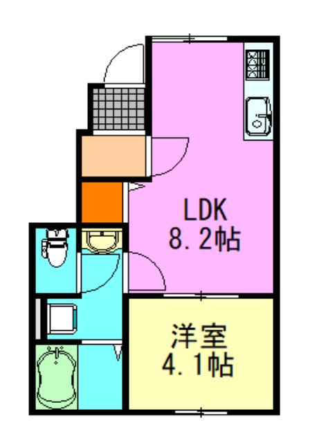 ナリトモ赤井A(1LDK/1階)の間取り写真