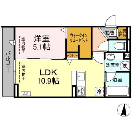 D CREST 若松町(1LDK/2階)の間取り写真