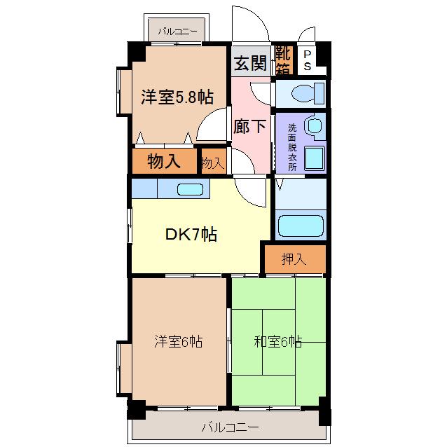 グレースメゾン名海3(3DK/4階)の間取り写真