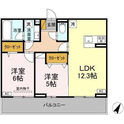 グランディール柏の葉(2LDK/3階)の間取り写真