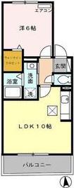 ラ・テールB(1LDK/1階)の間取り写真