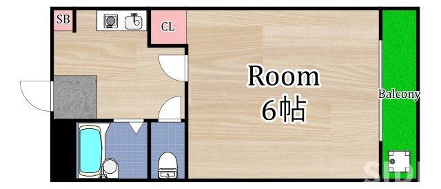 リバティ内代(1K/3階)の間取り写真