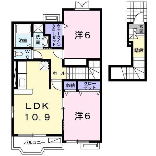 サンパティーク遠賀II(2LDK/2階)の間取り写真