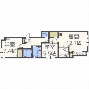 さくら北11条(2LDK/2階)の間取り写真