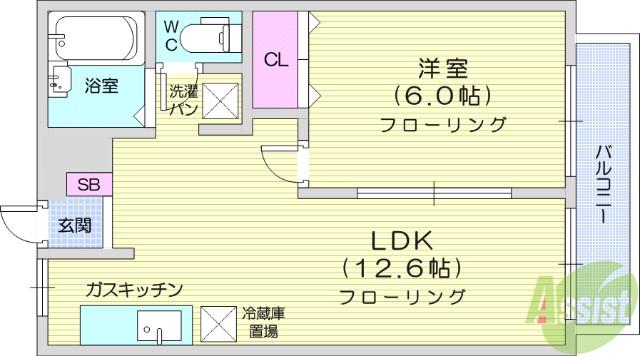 シティハイツ佐藤3(1LDK/1階)の間取り写真