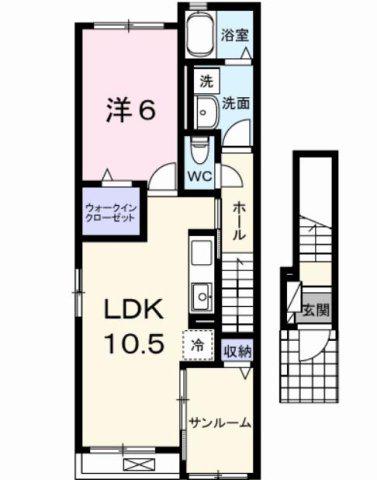ラ・エスペランサ(1LDK/2階)の間取り写真