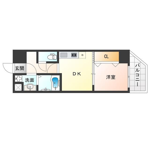 ARCA九条(1DK/8階)の間取り写真