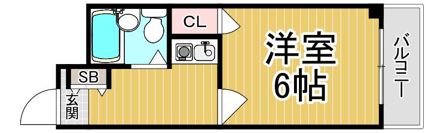 パレス甲子園(1K/2階)の間取り写真