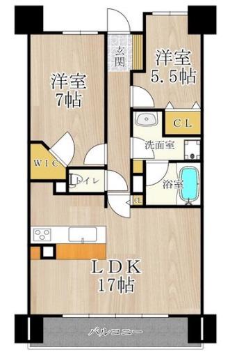 CITY SPIRE難波グレイス(2LDK/12階)の間取り写真