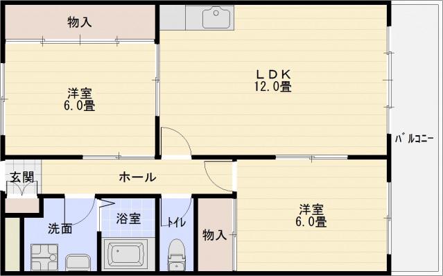 グレイス小山A棟(2LDK/1階)の間取り写真
