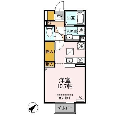 アリエッタ B(ワンルーム/1階)の間取り写真