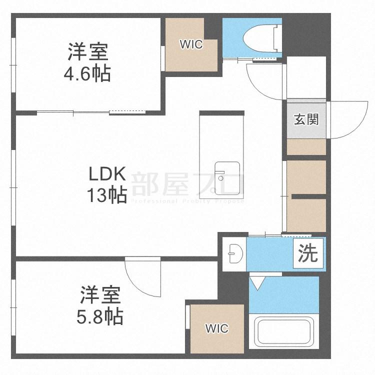 R-FINO 本郷通(2LDK/2階)の間取り写真