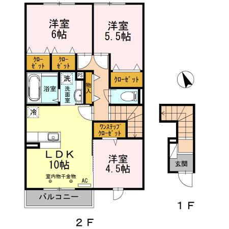 エスペランサ(3LDK/2階)の間取り写真
