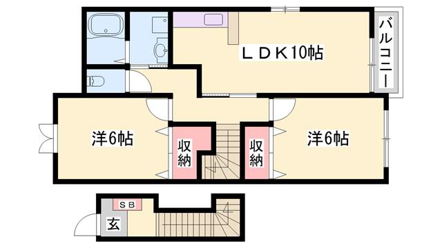 メゾン ド セゾンB(2LDK/2階)の間取り写真